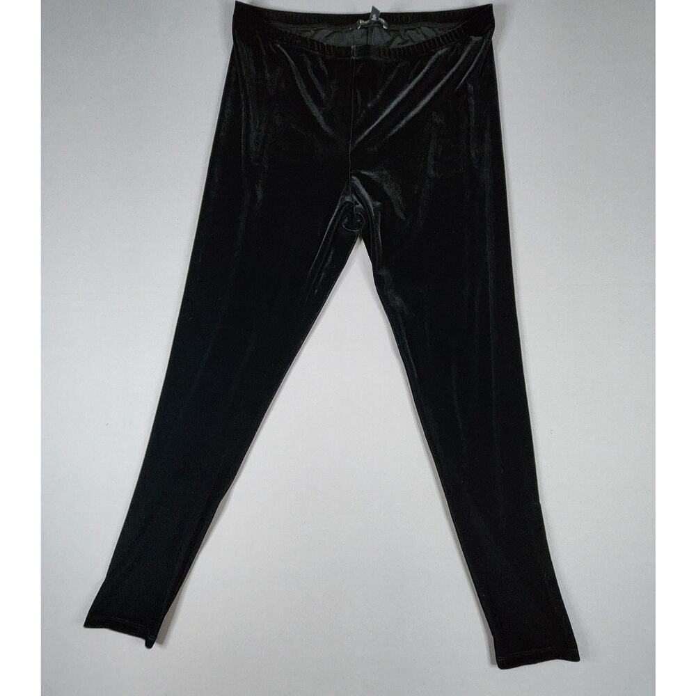 Eileen Fisher Medium Ankle Black Velour Pull on Women's Pants 10% Spandex blend